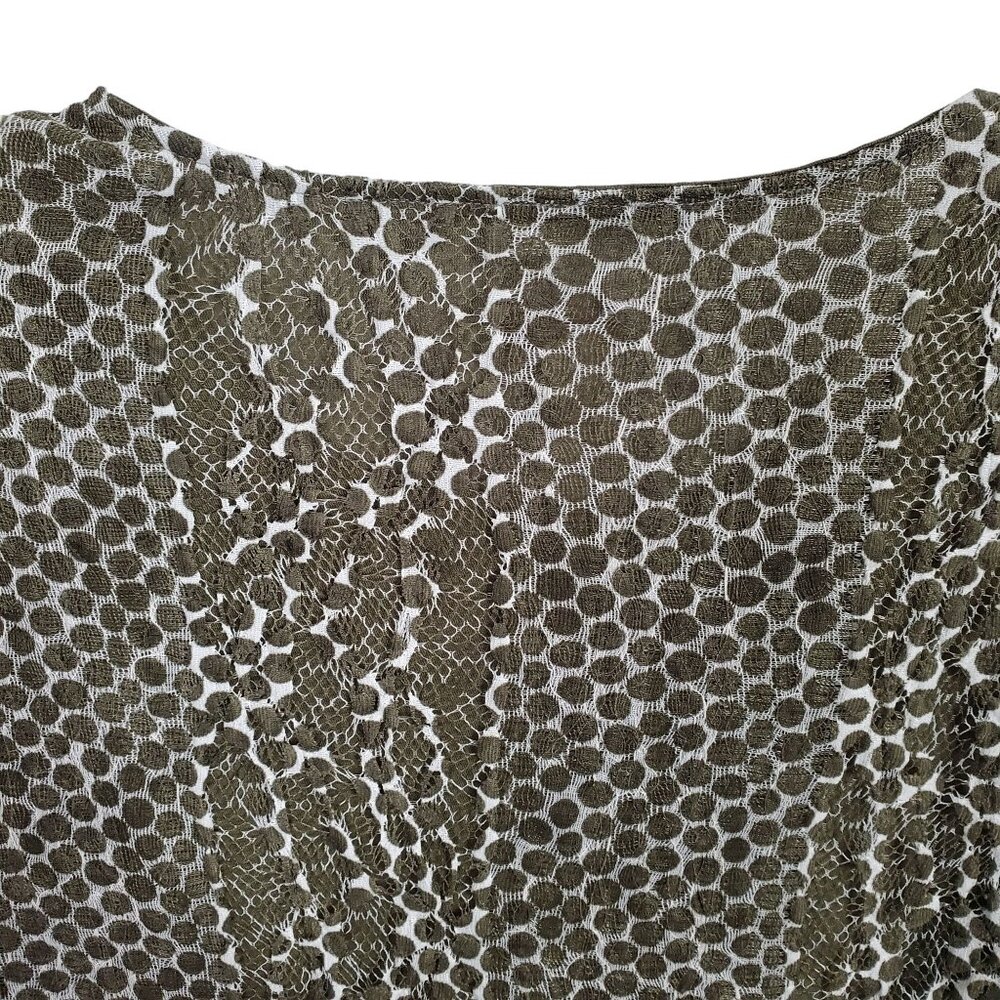 Chico's 3 Size XL Shirt Layered Ruffle Polka Dot Multi Mesh Lace Long Sleeves - Picture 9 of 9